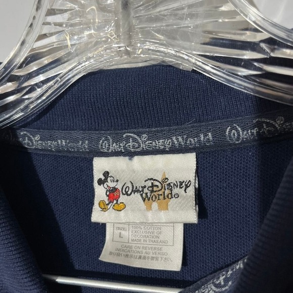 Vintage Walt Disney 100 Years Of Magic Navy Blue Short Sleeve Polo Shirt Mens L - Picture 3 of 7